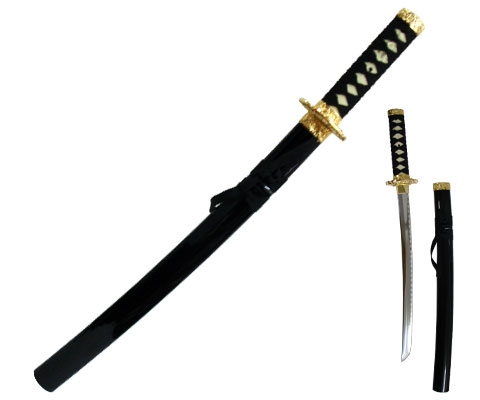 Wakizashi, black-gold 24 Karat, 65.5cm